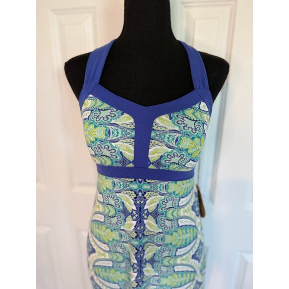 Dakini Blue Green Paisley Dress Size XS Sleeveless Sheath Resort Beach Vacation - Picture 4 of 9